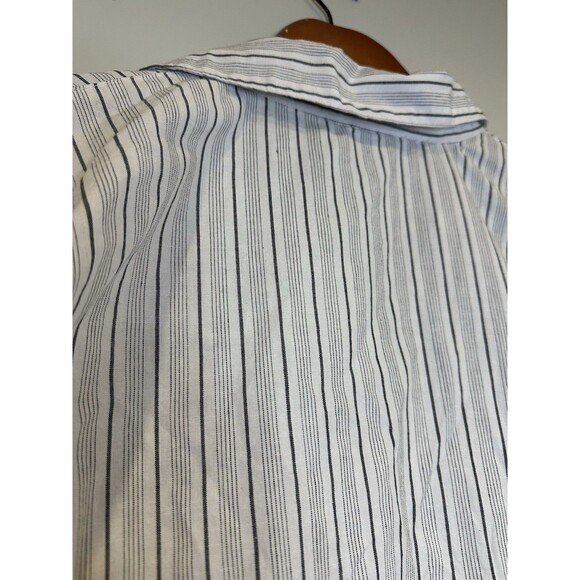 Alfred Dunner Women’s White Gray Striped Button Up Purple Flowers Sz XL - Picture 6 of 9